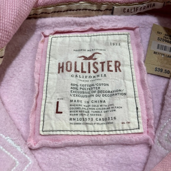 NWT Hollister Zip Up Hoodie Womens Large Pink Search And Rescue Spell Out Y2K - Picture 7 of 12